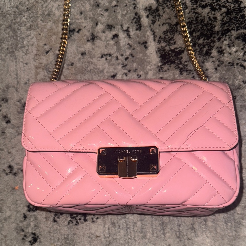 Michael Kors Pink and Gold Quilted Crossbody